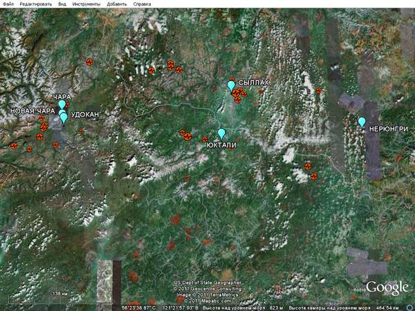 снимок экрана эпицентры землетрясений по южной якутии и соседним областям амурская читинская плато удокан